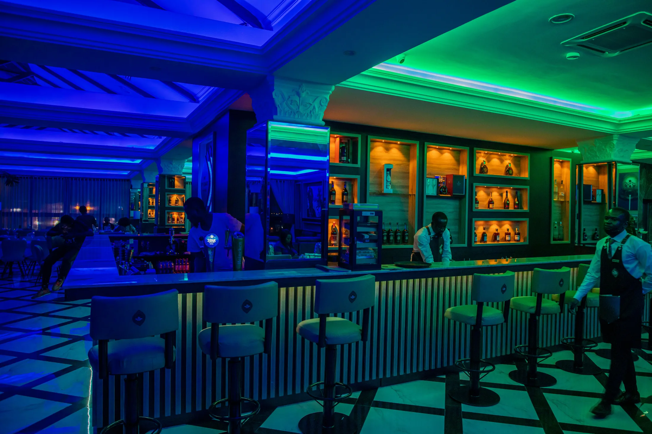 A lively restaurant bar